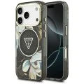 Калъф Guess IML Glitter Flowers Triangle MagSafe (GUHMP18LHFLPEDK) - iPhone 18 Pro / iPhone 17 Pro - Черен