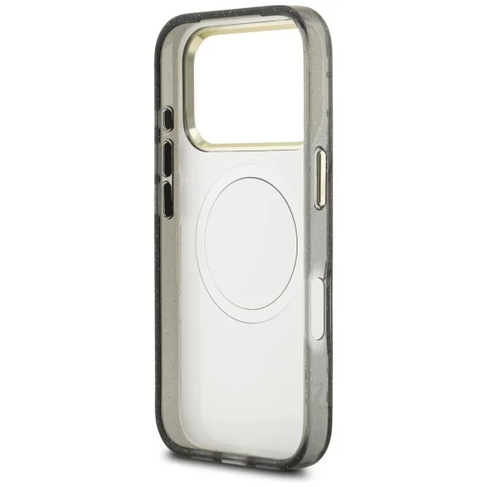 Калъф Guess IML Glitter Flowers Triangle MagSafe (GUHMP18LHFLPEDK) - iPhone 18 Pro / iPhone 17 Pro - Черен