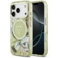 Калъф Guess IML Glitter Flowers Triangle MagSafe (GUHMP18LHFLPEDN) - iPhone 18 Pro / iPhone 17 Pro - Зелен
