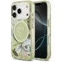 Калъф Guess IML Glitter Flowers Triangle MagSafe (GUHMP18LHFLPEDN) - iPhone 18 Pro / iPhone 17 Pro - Зелен