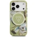 Калъф Guess IML Glitter Flowers Triangle MagSafe (GUHMP18LHFLPEDN) - iPhone 18 Pro / iPhone 17 Pro - Зелен