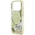 Калъф Guess IML Glitter Flowers Triangle MagSafe (GUHMP18LHFLPEDN) - iPhone 18 Pro / iPhone 17 Pro - Зелен