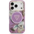 Калъф Guess IML Glitter Flowers Triangle MagSafe (GUHMP18LHFLPEDU) - iPhone 18 Pro / iPhone 17 Pro - Лилав