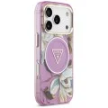 Калъф Guess IML Glitter Flowers Triangle MagSafe (GUHMP18LHFLPEDU) - iPhone 18 Pro / iPhone 17 Pro - Лилав