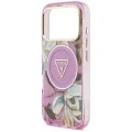 Калъф Guess IML Glitter Flowers Triangle MagSafe (GUHMP18LHFLPEDU) - iPhone 18 Pro / iPhone 17 Pro - Лилав
