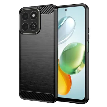 Калъф за Honor 200 Smart / X7c - Carbon Silicone - Черен