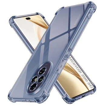 Калъф за Honor 200 - Techsuit - Удароустойчив Clear Silicone - Опушено Черен