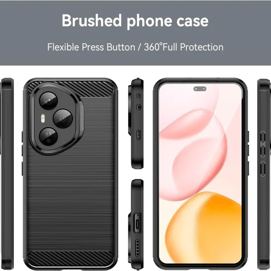 Калъф за Honor 400 Pro - Techsuit - Carbon Silicone - Черен