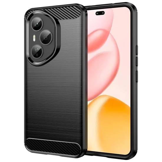 Калъф за Honor 400 Pro - Techsuit - Carbon Silicone - Черен