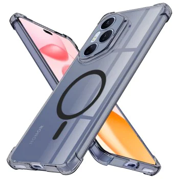 Калъф за Honor 400 Pro - Techsuit - Удароустойчив Clear Silicone MagSafe - Опушено Черен