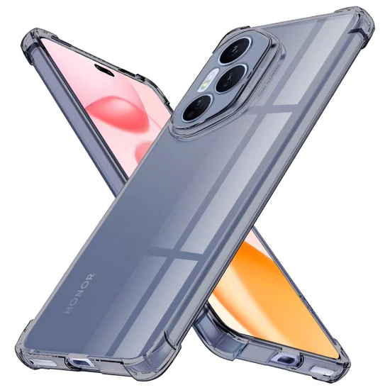 Калъф за Honor 400 Pro - Techsuit - Удароустойчив Clear Silicone - Опушено Черен