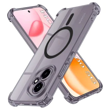 Калъф за Honor 400 - Techsuit - Удароустойчив Clear Silicone MagSafe - Опушено Черен