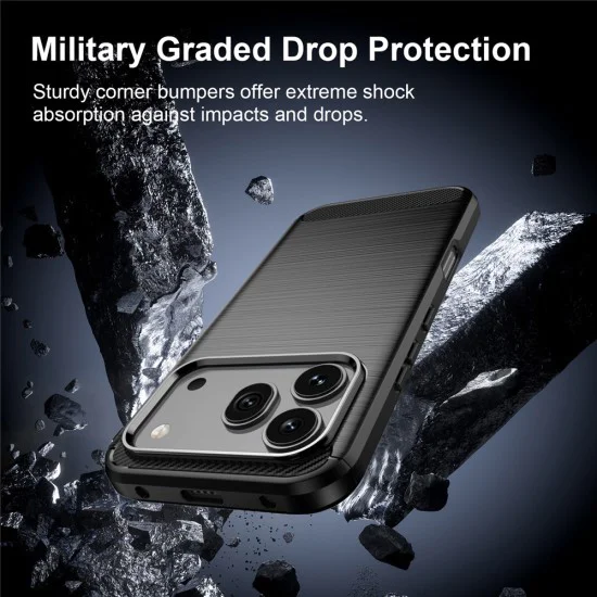 Калъф за Honor 600 / 600 Pro - Carbon Silicone - Techsuit - Черен