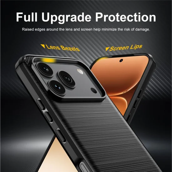 Калъф за Honor 600 / 600 Pro - Carbon Silicone - Techsuit - Черен