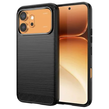 Калъф за Honor 600 / 600 Pro - Carbon Silicone - Techsuit - Черен
