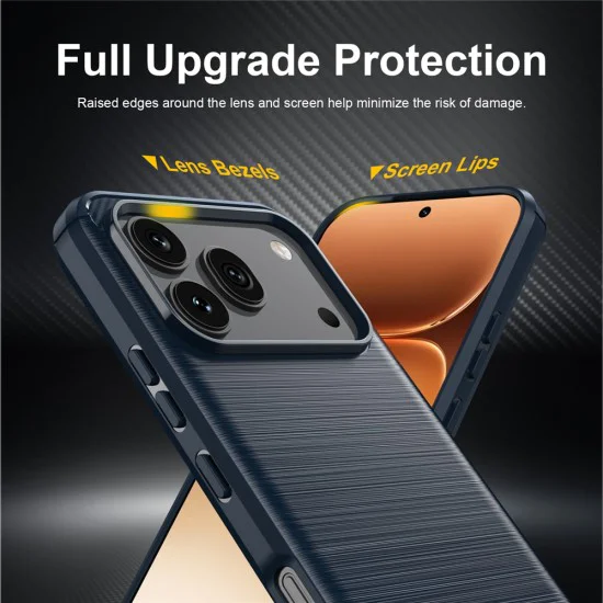 Калъф за Honor 600 / 600 Pro - Carbon Silicone - Techsuit - Син