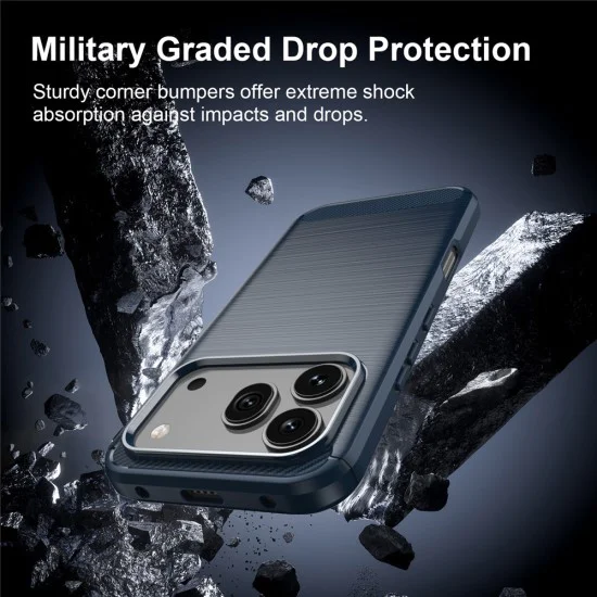Калъф за Honor 600 / 600 Pro - Carbon Silicone - Techsuit - Син