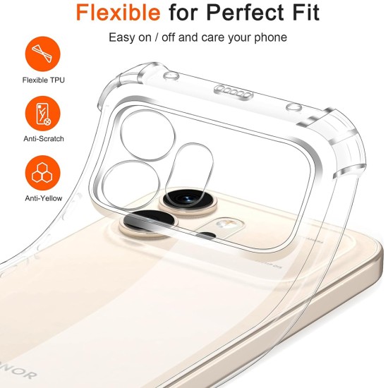 Калъф за Honor 600 Pro - Shockproof Clear Silicone - Techsuit - Прозрачен