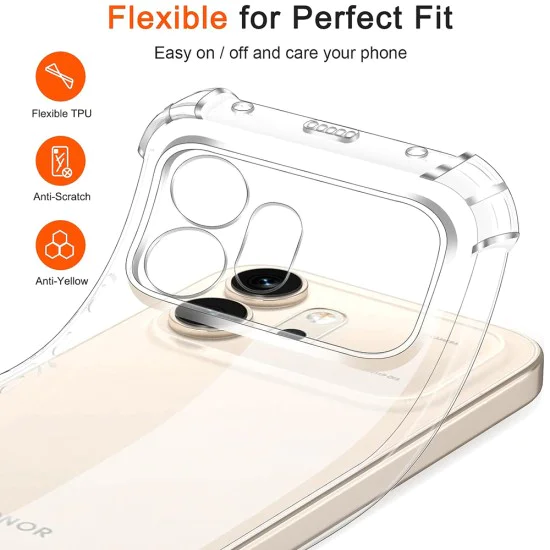 Калъф за Honor 600 Pro - Shockproof Clear Silicone - Techsuit - Прозрачен