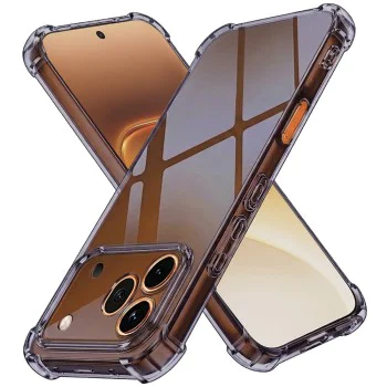 Калъф за Honor 600 Pro - Shockproof Clear Silicone - Techsuit - Сив (Smoke Black)