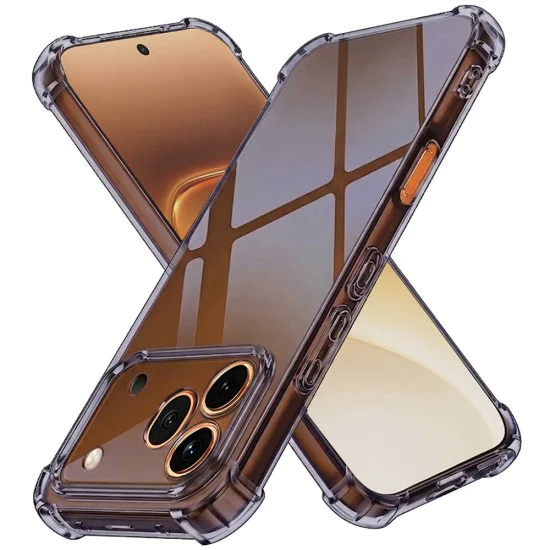 Калъф за Honor 600 Pro - Shockproof Clear Silicone - Techsuit - Сив (Smoke Black)