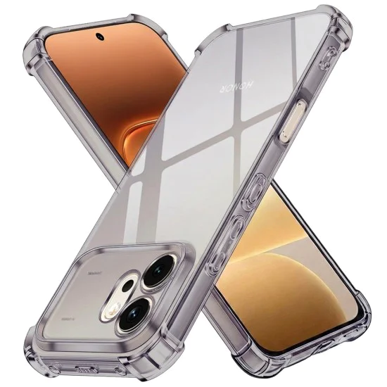Калъф за Honor 600 - Shockproof Clear Silicone - Techsuit - Сив (Smoke Black)