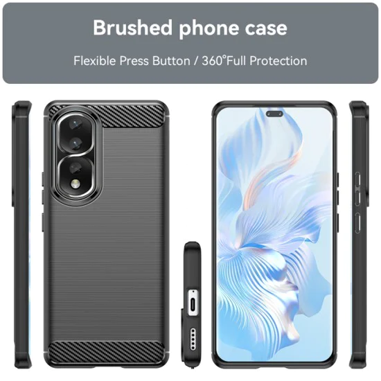 Калъф за Honor 80 Pro / Honor 90 Pro - Carbon Silicone - Techsuit - Черен