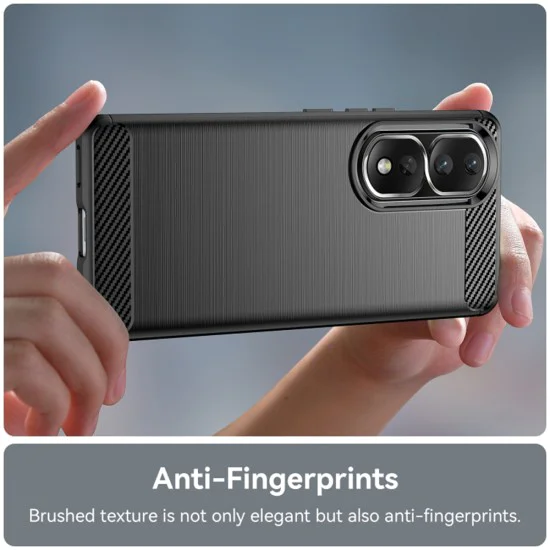 Калъф за Honor 80 Pro / Honor 90 Pro - Carbon Silicone - Techsuit - Черен