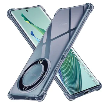 Калъф за Honor Magic5 Lite - Techsuit - Удароустойчив Clear Silicone - Опушено Черен