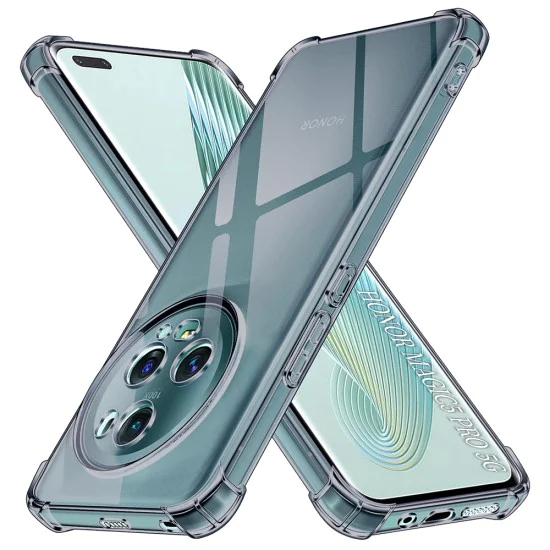 Калъф за Honor Magic5 Pro - Techsuit - Удароустойчив Clear Silicone - Опушено Черен