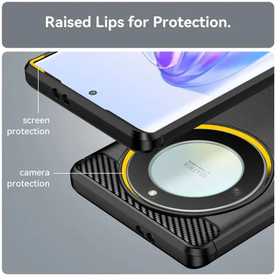 Калъф за Honor Magic6 Lite - Carbon Silicone - Черен