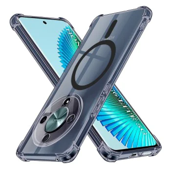 Калъф за Honor Magic6 Lite - Techsuit - Удароустойчив Clear Silicone MagSafe - Опушено Черен