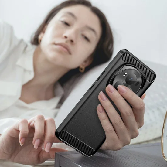 Калъф за Honor Magic6 Pro - Carbon Silicone - Черен
