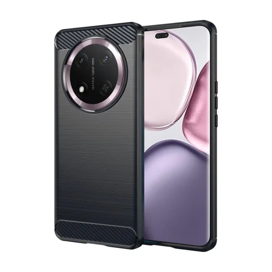 Калъф за Honor Magic7 Lite / X9c - Carbon Silicone - Черен