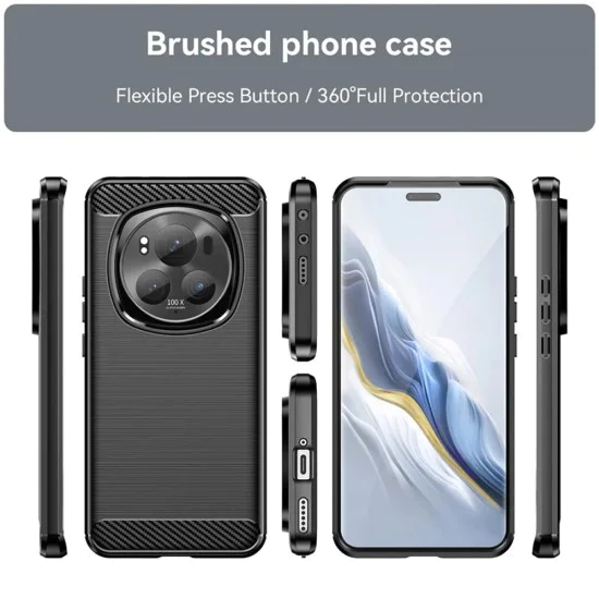 Калъф за Honor Magic7 Pro - Carbon Silicone - Черен