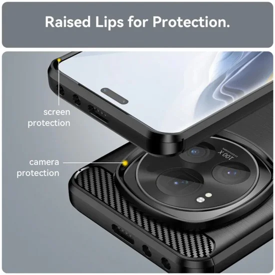 Калъф за Honor Magic7 Pro - Carbon Silicone - Черен