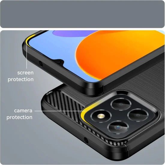 Калъф за Honor X6 / X8 5G / 70 Lite - Carbon Silicone - Черен