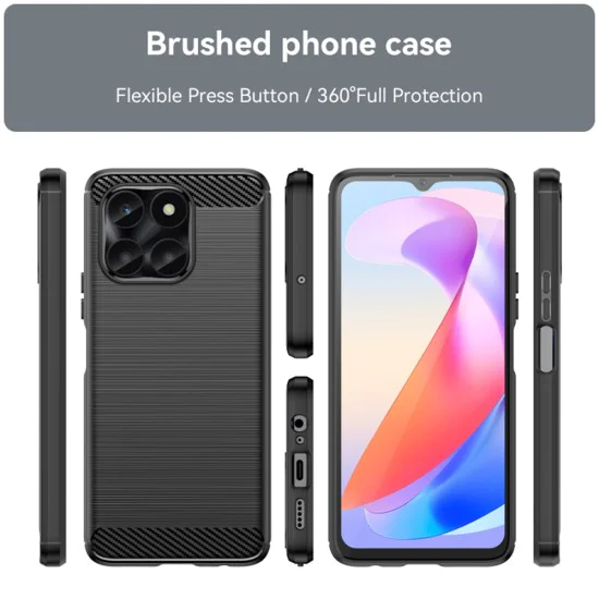 Калъф за Honor X6a - Carbon Silicone - Черен