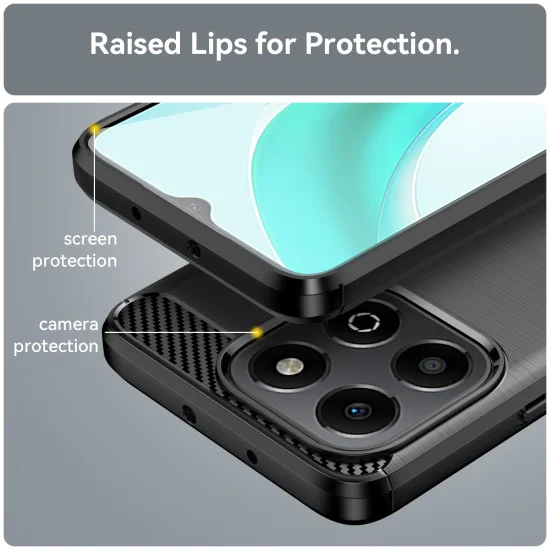Калъф за Honor X6b - Carbon Silicone - Черен