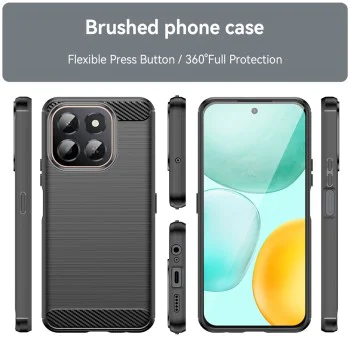Калъф за Honor X6c - Techsuit - Carbon Silicone - Черен