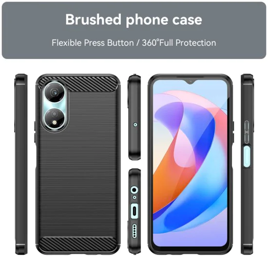 Калъф за Honor X7b / X7b 5G / 90 SMART - Carbon Silicone - Черен