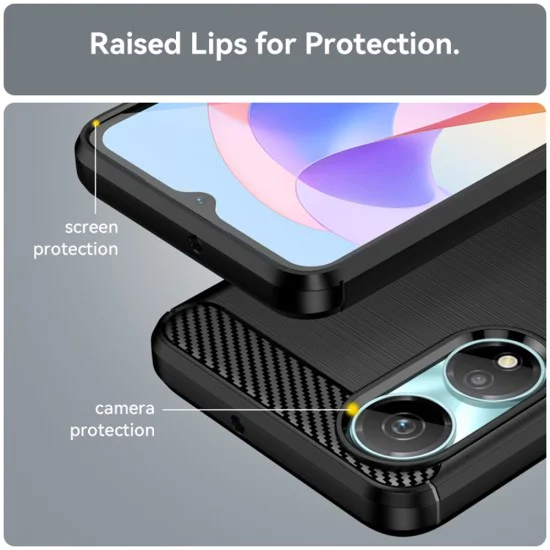 Калъф за Honor X7b / X7b 5G / 90 SMART - Carbon Silicone - Черен