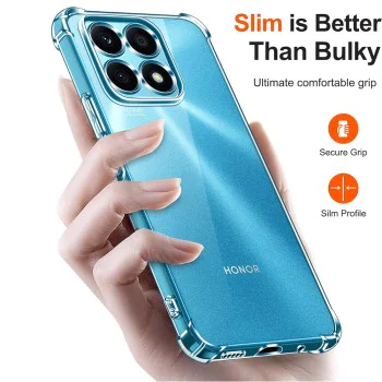 Калъф за Honor X8a - Удароустойчив Прозрачен Силиконов - Прозрачен