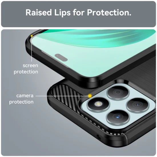 Калъф за Honor X8b - Carbon Silicone - Черен