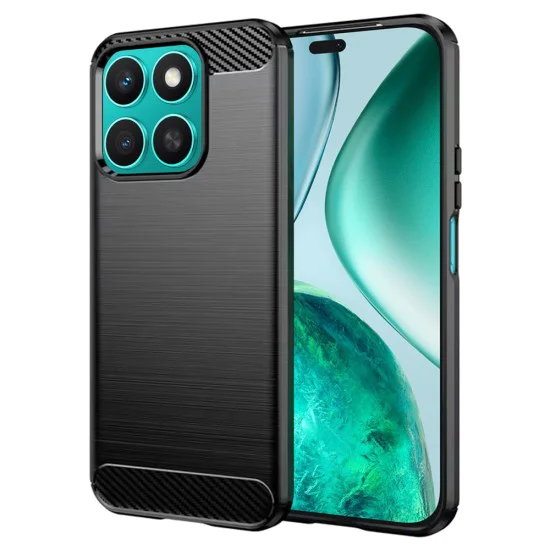 Калъф за Honor X8c - Techsuit - Carbon Silicone - Черен