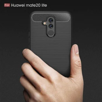 Калъф за Huawei Mate 20 Lite - Carbon Silicone - Черен