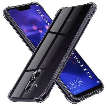 Калъф за Huawei Mate 20 Lite - Techsuit - Удароустойчив Clear Silicone - Опушено Черен