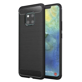 Калъф за Huawei Mate 20 Pro - Carbon Silicone - Черен