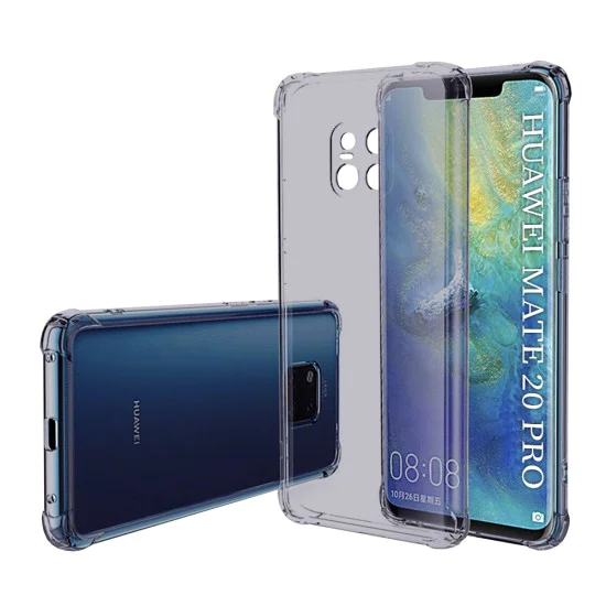 Калъф за Huawei Mate 20 Pro - Techsuit - Удароустойчив Clear Silicone - Опушено Черен