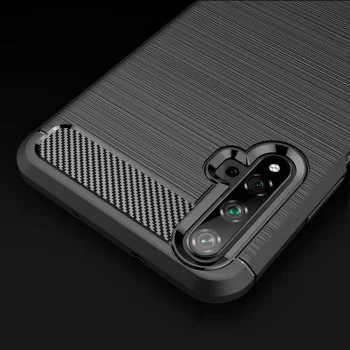 Калъф за Huawei Nova 5T / Honor 20 - Carbon Silicone - Черен